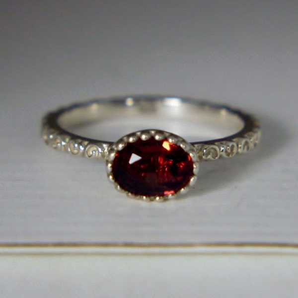USA Made! Sterling Silver Garnet Stacker Ring  Litnon.com
