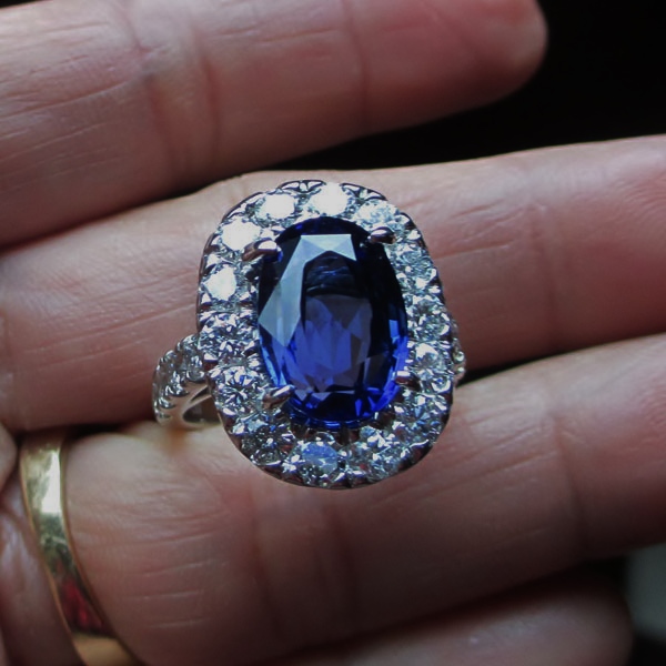 Estate Beautiful 6.59 ct Ceylon Sapphire and Diamond Platinum Ring GLI  Litnon.com