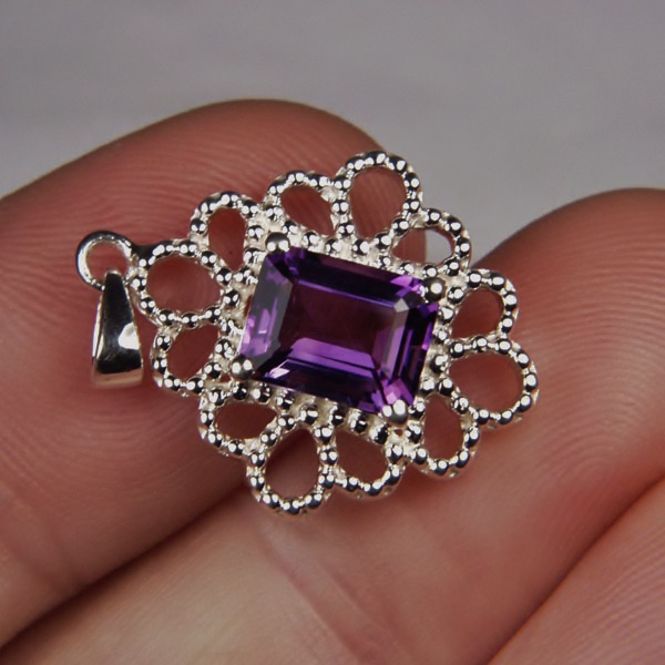 USA Made! Sterling Silver Amethyst Pendant  Litnon.com