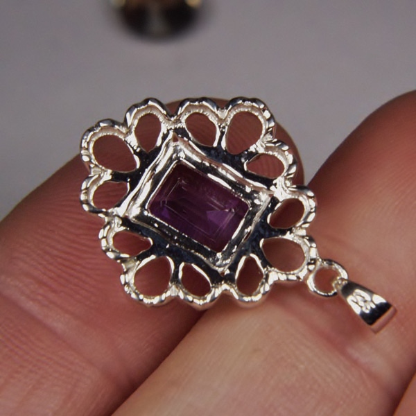 USA Made! Sterling Silver Amethyst Pendant  Litnon.com