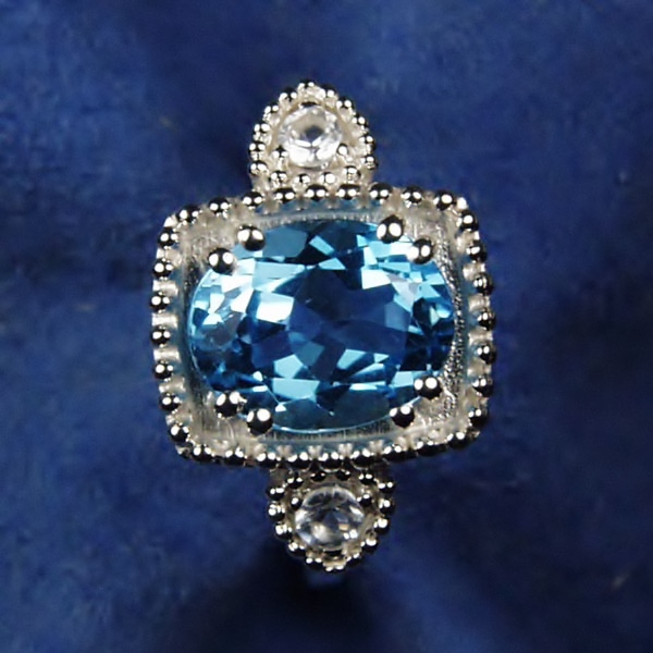 USA Made Sterling Silver Blue Topaz - White Sapphire Ring  Litnon.com