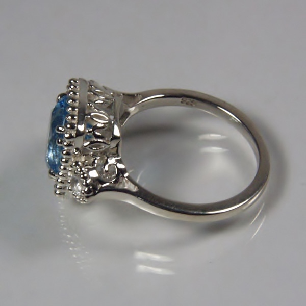 USA Made Sterling Silver Blue Topaz - White Sapphire Ring  Litnon.com