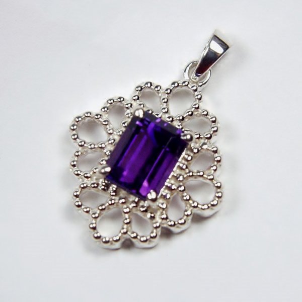 USA Made! Sterling Silver Amethyst Pendant  Litnon.com