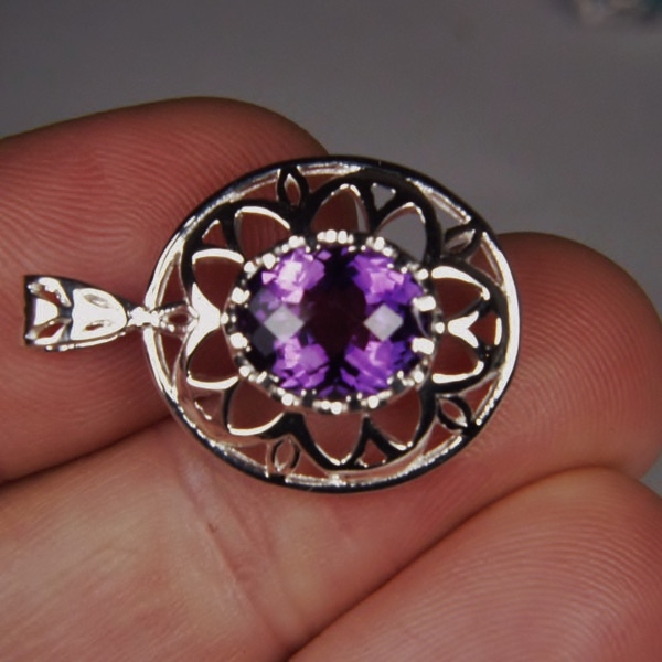 USA Made Sterling Silver Amethyst Pendant  Litnon.com