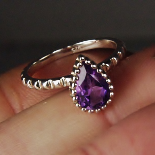 USA Made! Sterling Silver Amethyst Stacker Ring  Litnon.com