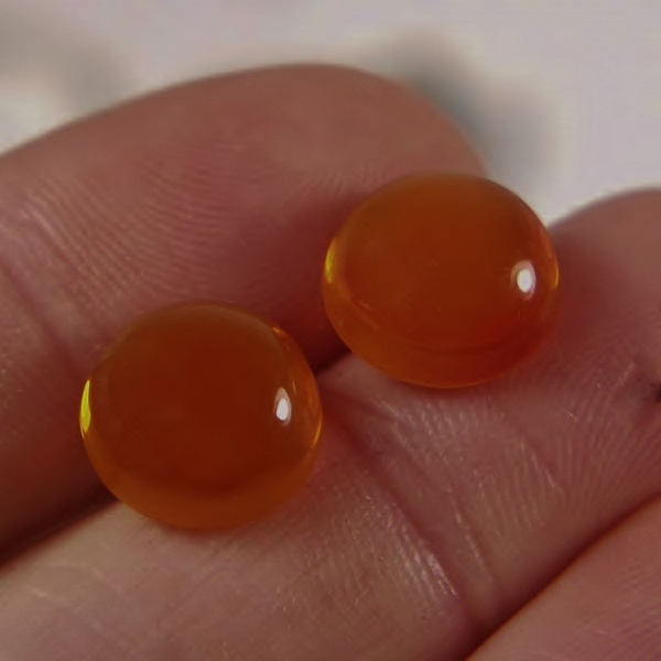 Top Gem Fanta Orange 12 mm Mexican Fire Opal Pair 12.12 ct   Litnon.com