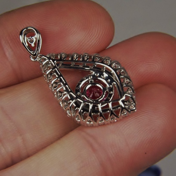 Super Bright! Hot Pink Mahenge Spinel 18 kt Diamond Pendant  Litnon.com