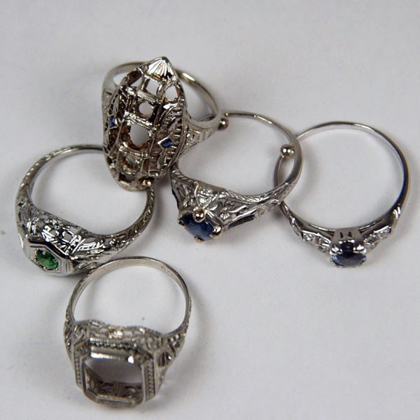 Antique / Vintage Platinum and White Gold Ring Lot  Litnon.com