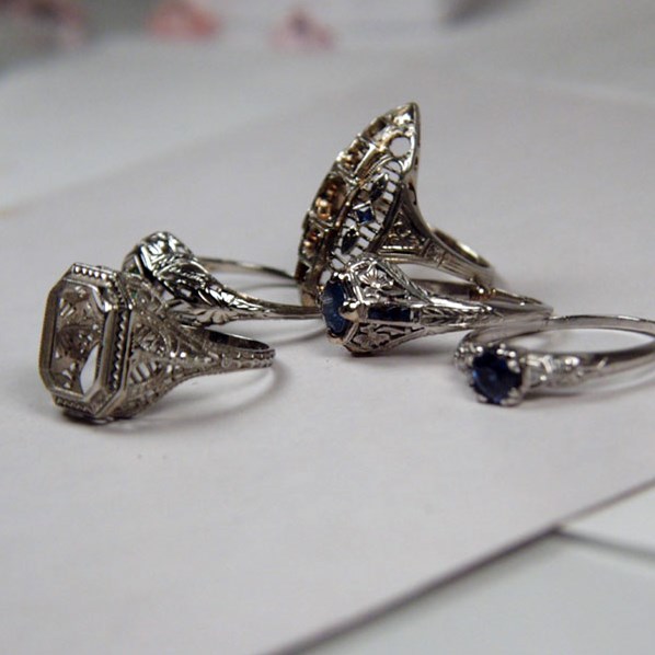 Antique / Vintage Platinum and White Gold Ring Lot  Litnon.com