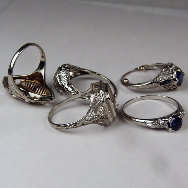 Antique / Vintage Platinum and White Gold Ring Lot  Litnon.com
