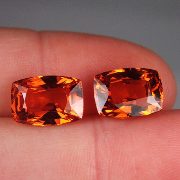 Color Natural Mandarin Spessartite Garnet Pair 19.47 ct tw  Litnon.com