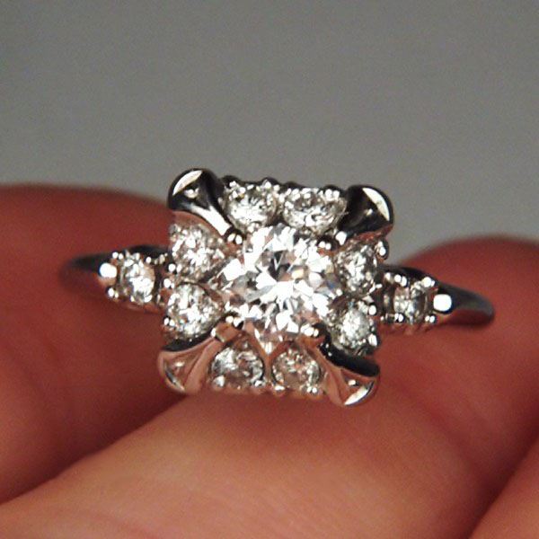 Antique ~ Vintage European Cut Diamond 18 kt Ring  Litnon.com