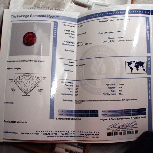 Big & Red! AGL Certified Natural Spinel 4.26 carats GL Litnon.com