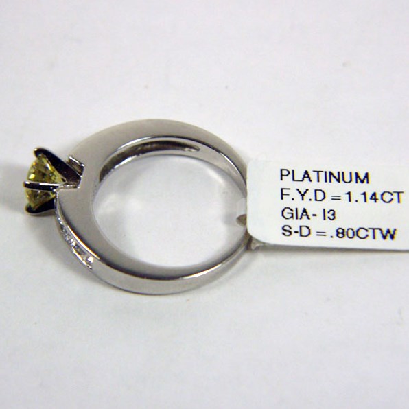 GIA 1.14 ct Natural Fancy Deep Yellow Diamond Platinum Ring  Litnon.com