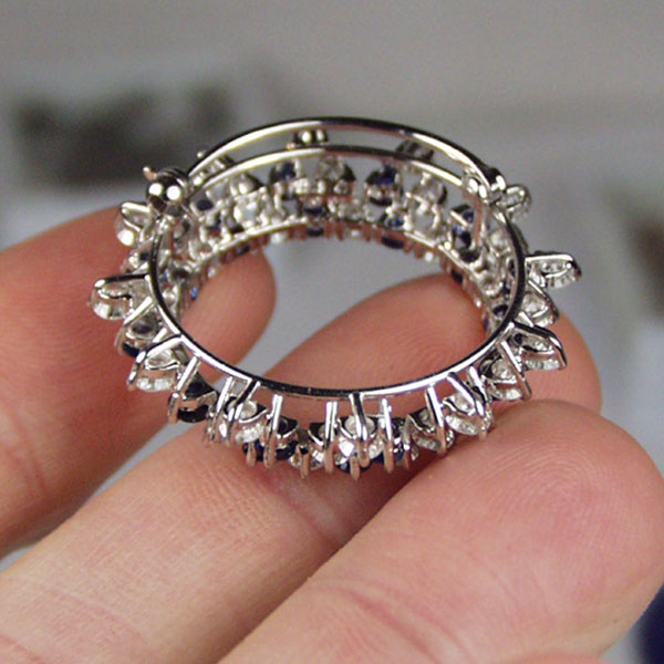 Vintage Quality Platinum Diamond Sapphire Pendant - Brooch  Litnon.com