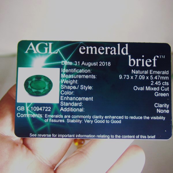 Exceptional Color AGL Certified Zambian Emerald 2.45 ct  Litnon.com