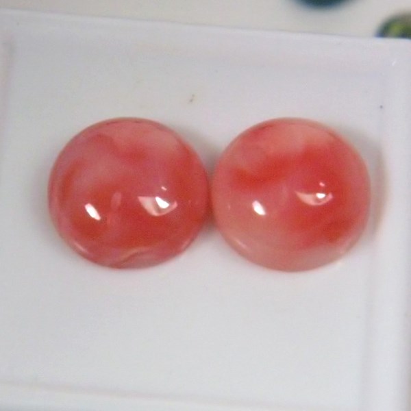 Natural Pink Coral Round Cabochon Pair Hawaii 10mm  Litnon.com