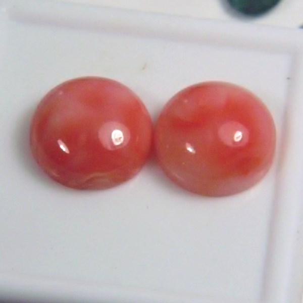 Natural Pink Coral Round Cabochon Pair Hawaii 10mm  Litnon.com