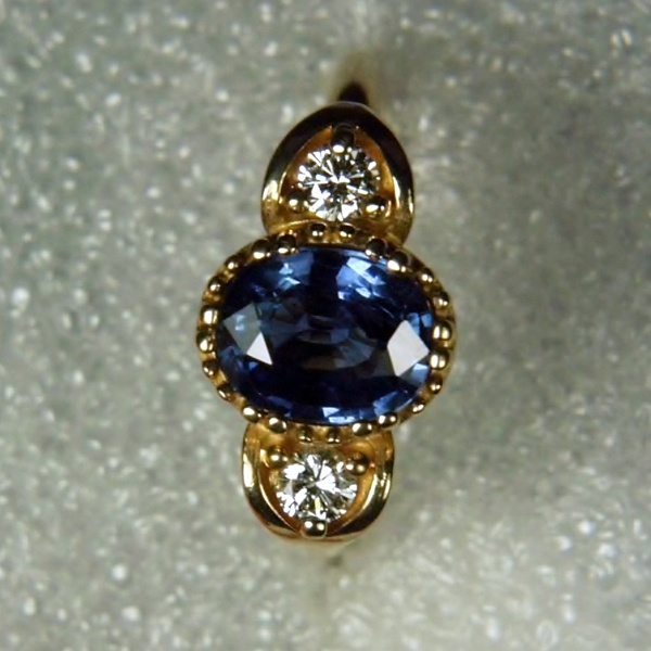 Natural Sapphire and Diamond 14 kt Ring 2.05 ct  Litnon.com