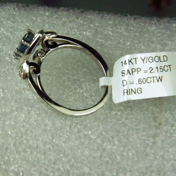 Natural Sapphire and Diamond 14 kt Ring 2.05 ct  Litnon.com