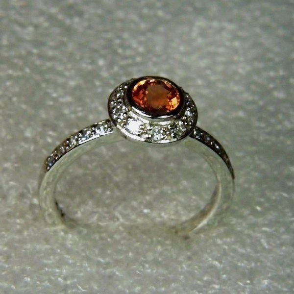 Natural Orange Sapphire and Diamond 14 kt Ring  Litnon.com