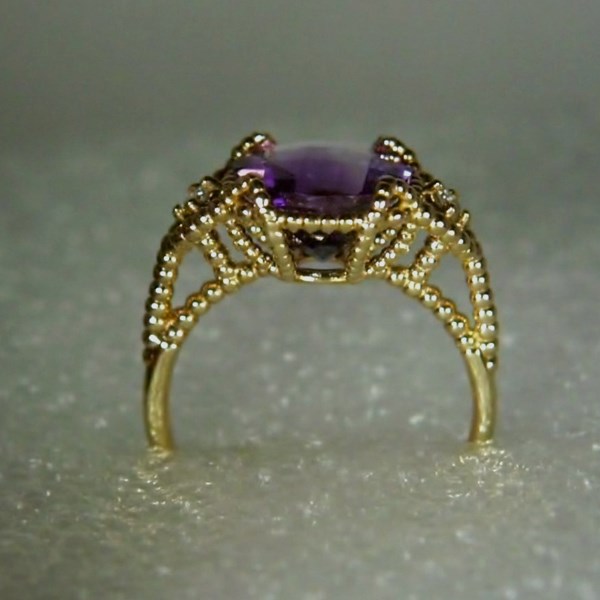 Natural Amethyst and Diamond 14 kt Ring 3.0 ct  Litnon.com