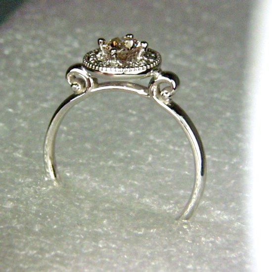 Euro Cut Champagne Diamond 14 kt White Gold Ring 0.50 ct  Litnon.com