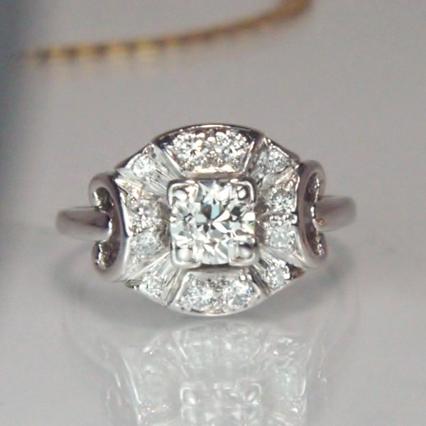 Antique ~ Vintage Platinum European Cut Diamond Ring  Litnon.com
