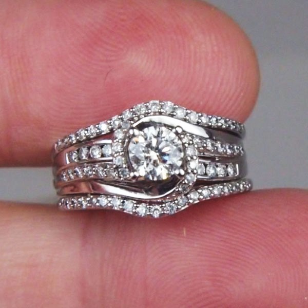 Estate Ladies I4 KT Diamond Engagement Ring and Guards  Litnon.com