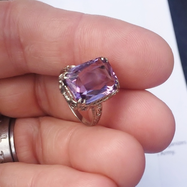 Antique 14kt White Gold Filigree Amethyst Ring  Litnon.com