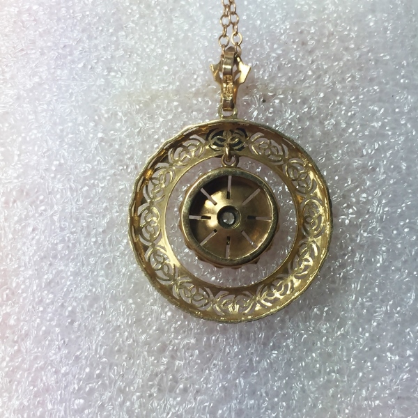 Antique Victorian 14kt Gold Filigree Necklace With Diamond  Litnon.com