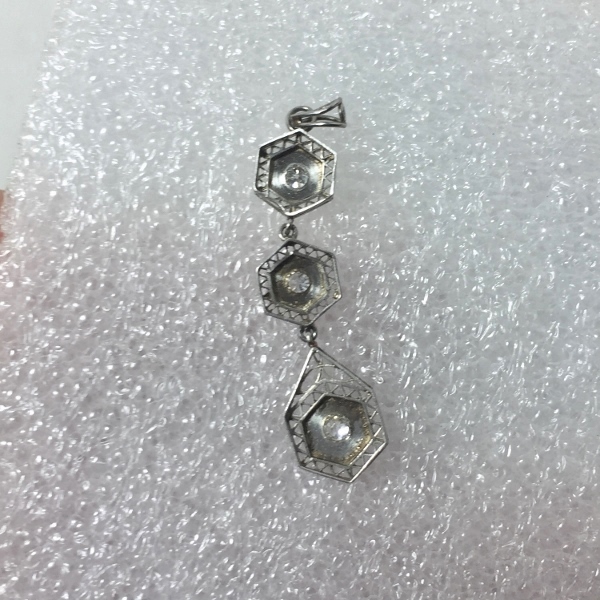 Antique Victorian 14kt Gold Filigree Diamond Pendant  Litnon.com