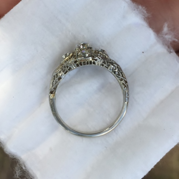 Antique! 14kt  White Gold Filigree Diamond Ring  Litnon.com