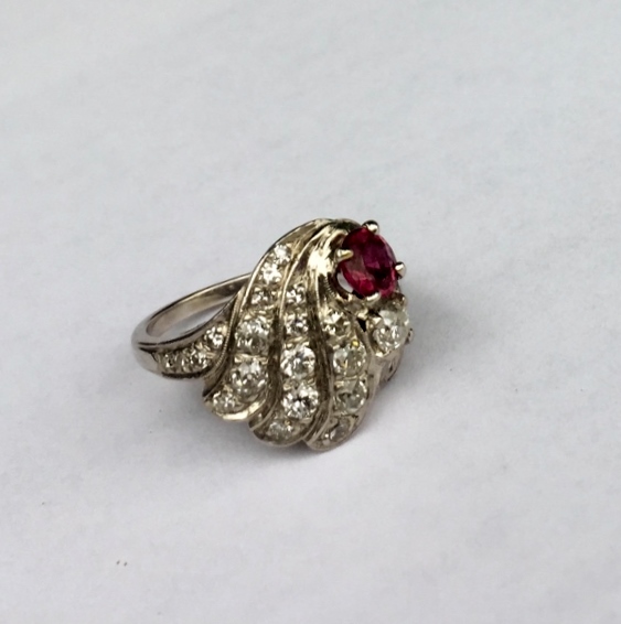 Vintage 14 kt Diamond and Ruby Ring  Litnon.com