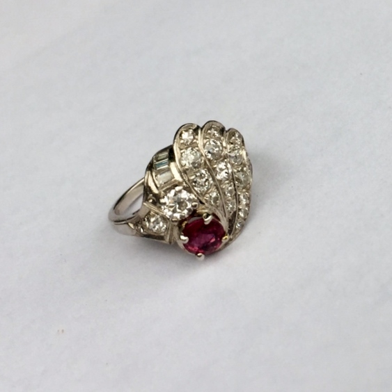 Vintage 14 kt Diamond and Ruby Ring  Litnon.com