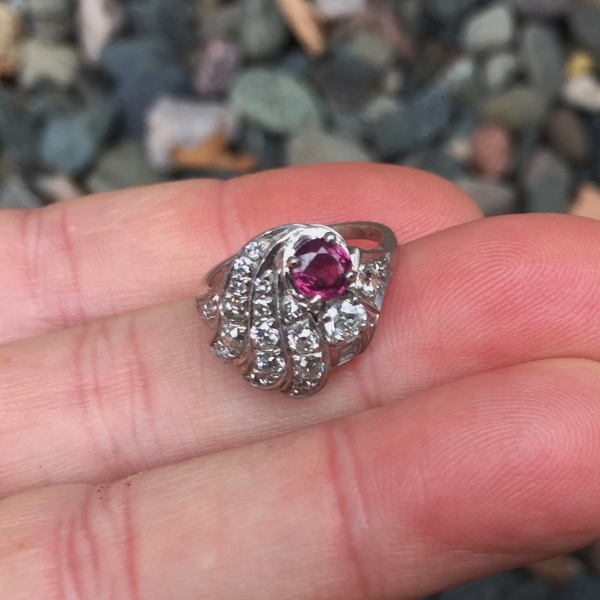 Vintage 14 kt Diamond and Ruby Ring  Litnon.com