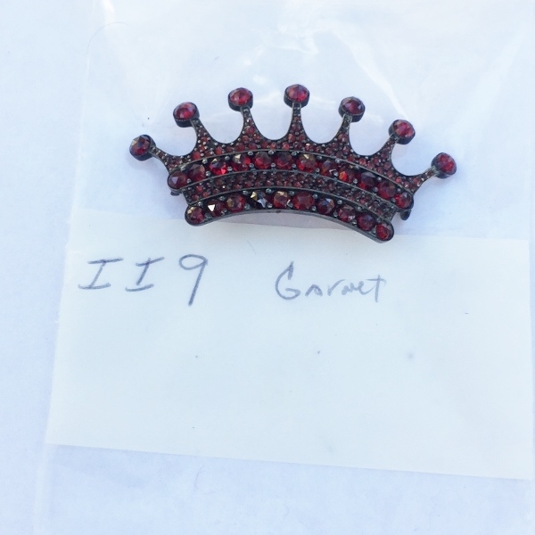  Victorian Bohemian Garnet Crown Pin Checholslovakia  Litnon.com