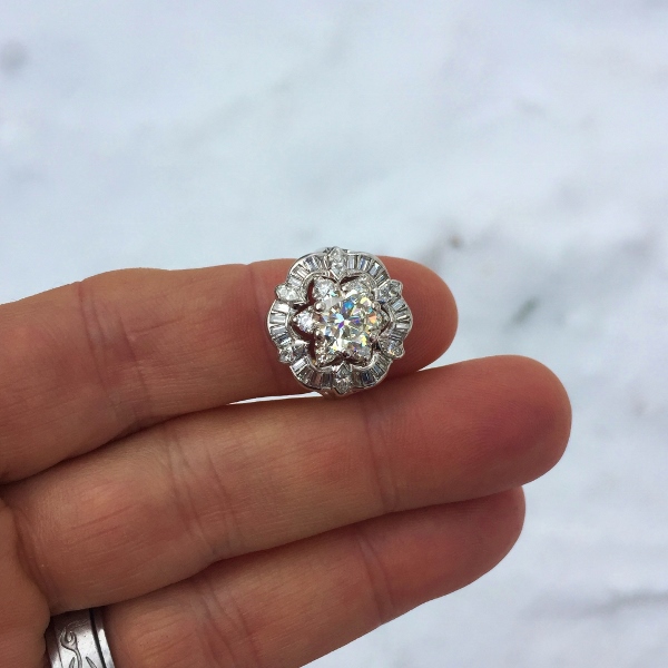 Vintage Platinum and Diamond Ring 4+ Carats tw. Center Stone 1.70 ct  Litnon.com