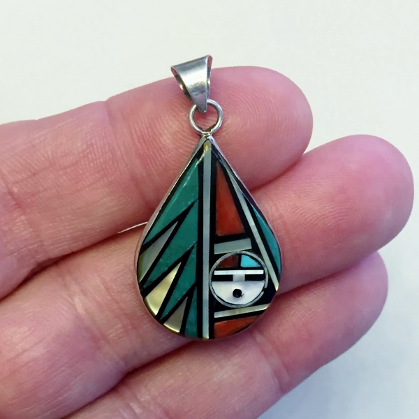 Vintage Signed Zuni Native American Sterling Pendant and Earrings  Litnon.com