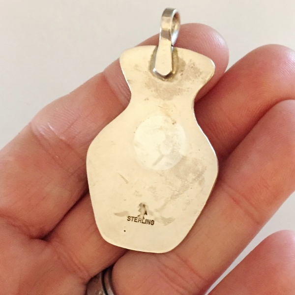 Vintage Navaho Native American Sterling Silver Inlay Pendant  Litnon.com