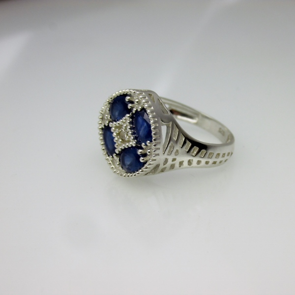 USA Made Sterling Silver Sapphire and Diamond Accent Ring  Litnon.com