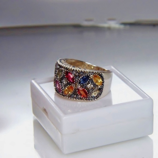 USA Made! Sterling Silver Sapphire and Diamond Accent Ring  Litnon.com