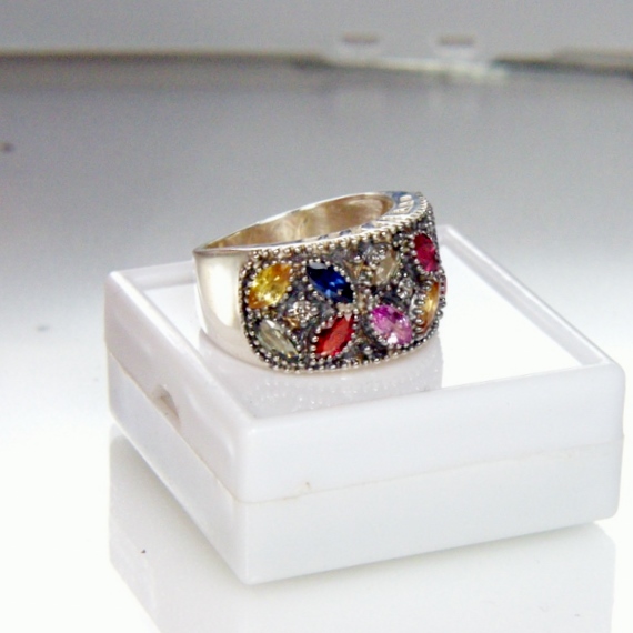 USA Made! Sterling Silver Sapphire and Diamond Accent Ring  Litnon.com