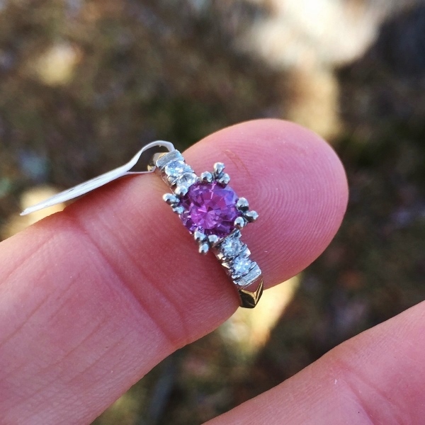 Antique ~ Vintage Pink Sapphire and Diamond Platinum Ring  Litnon.com