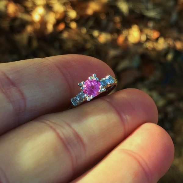 Antique ~ Vintage Pink Sapphire and Diamond Platinum Ring  Litnon.com