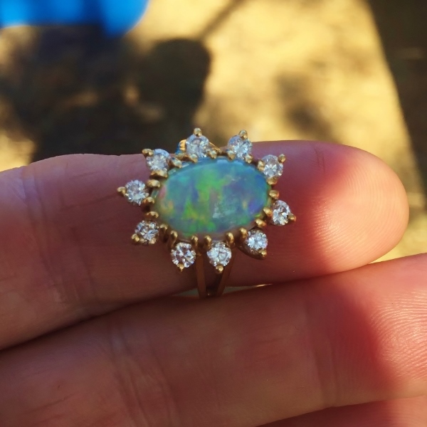 Color and Fire Australian Opal and Diamond Ring 14kt  Litnon.com