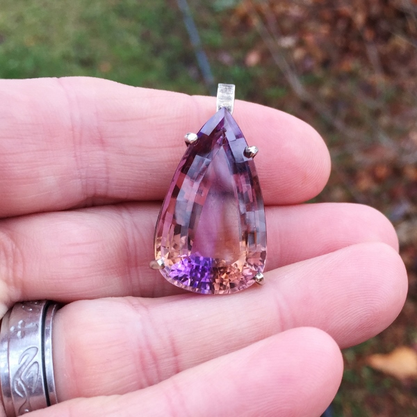 USA Hand Made! Sterling Silver Ametrine Pendant 35 carats!  Litnon.com