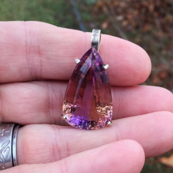 USA Hand Made! Sterling Silver Ametrine Pendant 35 carats!  Litnon.com