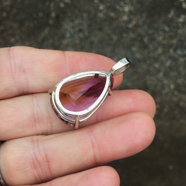 USA Hand Made! Sterling Silver Ametrine Pendant 35 carats!  Litnon.com