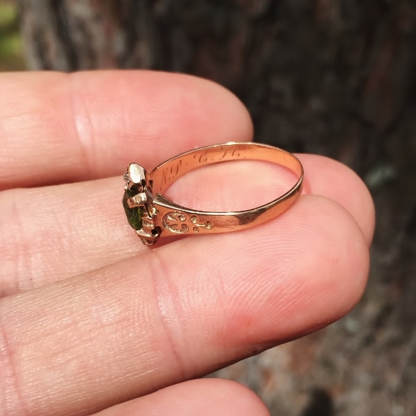 Antique Russian Demantoid and Rose Cut Diamond Ring Litnon.com